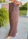 Brown Suede Pant with Scallop Detail