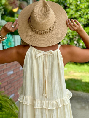 Cream Ruffle Tiered Midi Dress