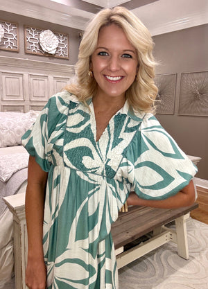 Tropical Print Midi Dress