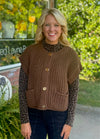 Brown Oversized Sweater with Gold Button