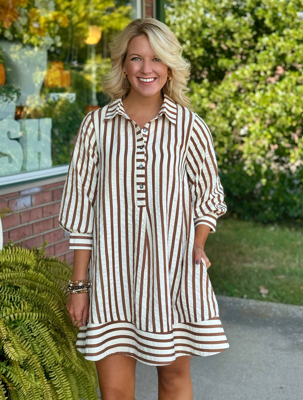 Striped Seersucker Mini Dress