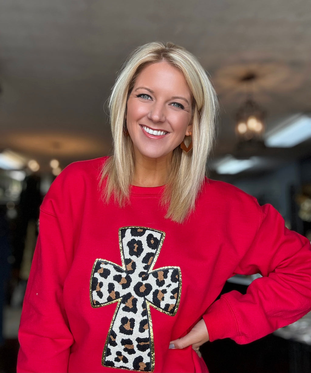 Red Leopard Cross Custom Sweatshirt *Pre-Order*
