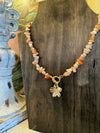 Neutral Beaded Flower Necklace
