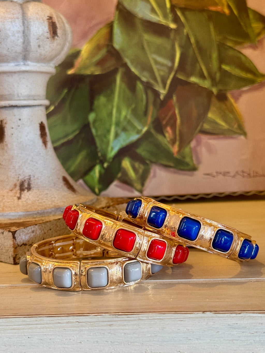 Gold Bangles with Stone Detail