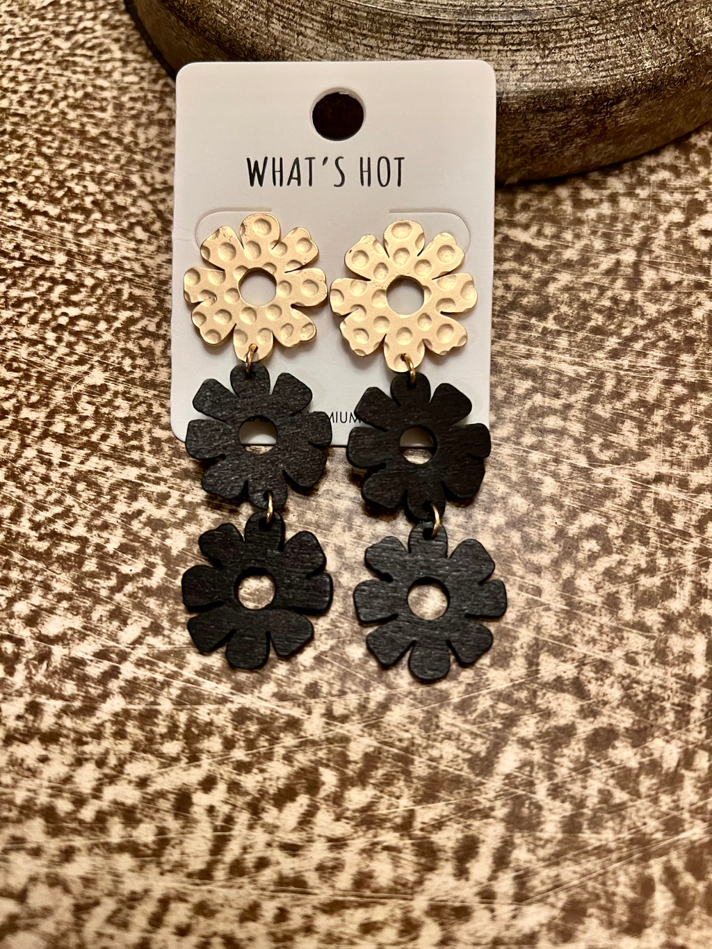 Black Flower Drop Earring