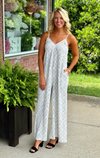 White Dotted Wide Leg Jumpsuit with Back Detail