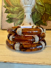 Brown Tortoise Bracelet with Rhinestone Details