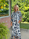 Printed Maxi Dress with Side Slit & Neckline Detail