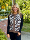 Leopard Sweater Vest with Gold Buttons