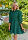 Green Ruffle Trim Textured Dress