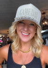 Game Day Khaki Hat with Pearl Chain & Beaded Detail **PRE-ORDER**