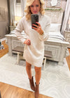 Sand Beige Mock Neck Sweater Dress