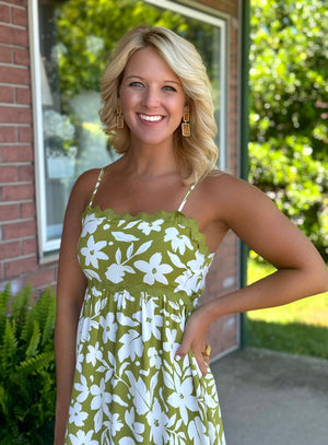 Floral Midi Dress with Tie Back Detail (2 colors)