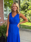 Royal Blue Pleated Maxi Dress