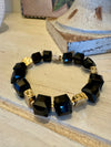 Black & Gold Square Beaded Bracelet