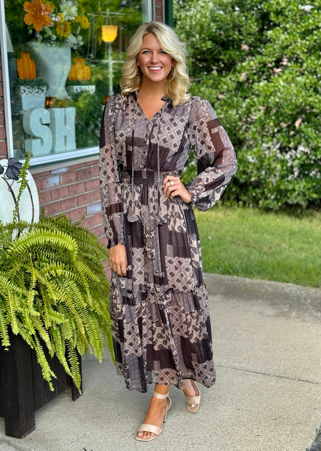 Multi Print Midi Dress