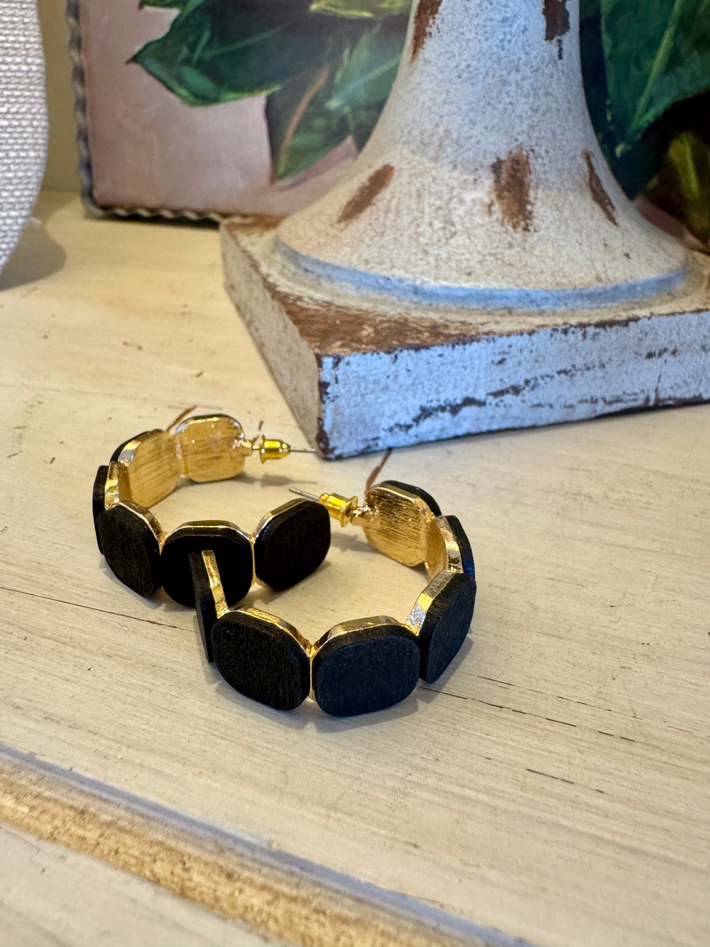 Square Wood Detailed Hoop