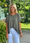 Olive Textured Top with Twisted Neckline