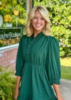 Green Ruffle Trim Textured Dress