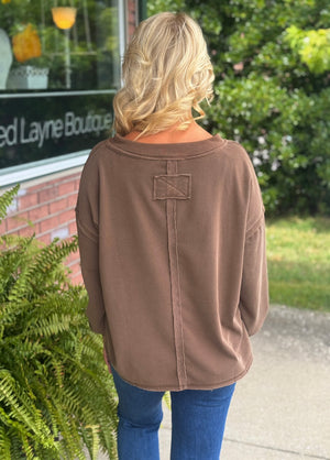 Washed Brown Reverse Stitch Top