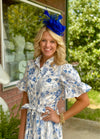 Bell Sleeve Printed Dress with Ruffle Collar and Tie Waist