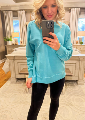 Turquoise French Terry Pullover