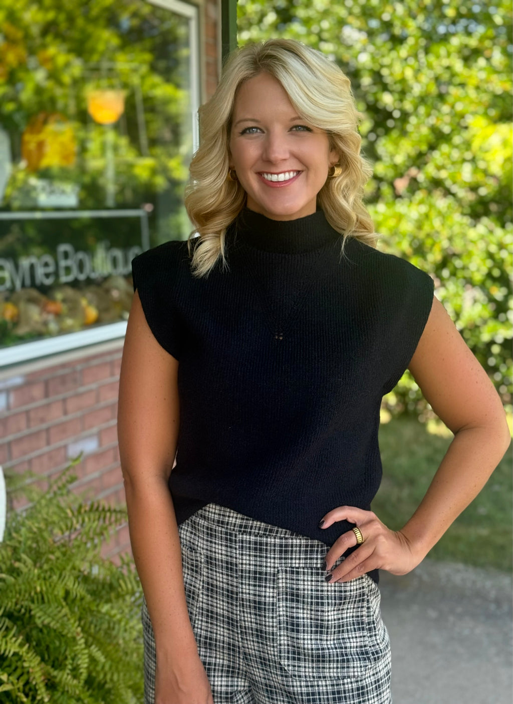 Black Sweater Vest Top
