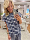 Navy Printed Top and Pant SET