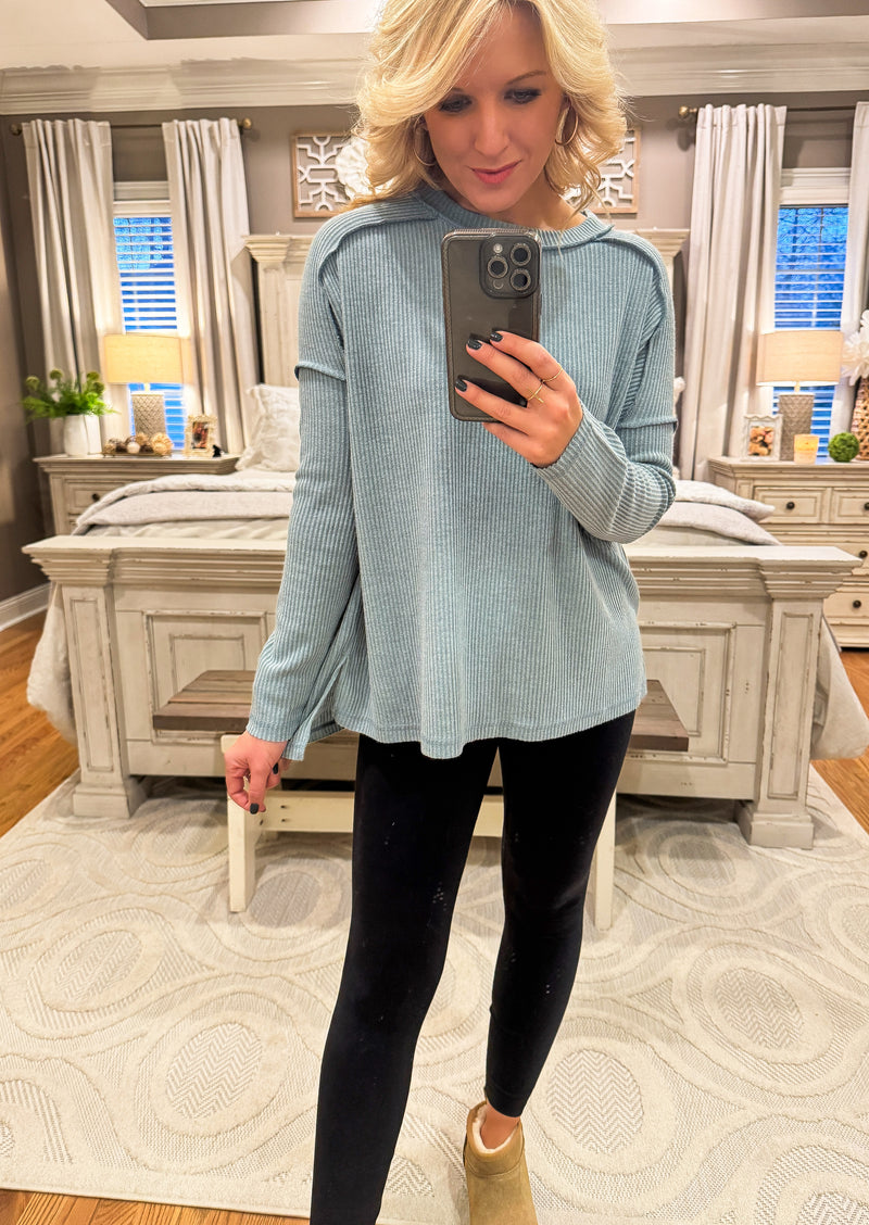 Jade Ribbed Drop Shoulder Sweater