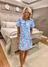 Blue Flower Jacquard Dress
