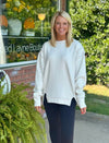 Sand Beige Ribbed Exposed Seam Pullover