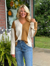 Colorblock Sweater with Bell Sleeve Detail