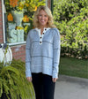 Grey Plaid Sweater with Button Detail