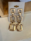 Gold Square Drop Down Earring