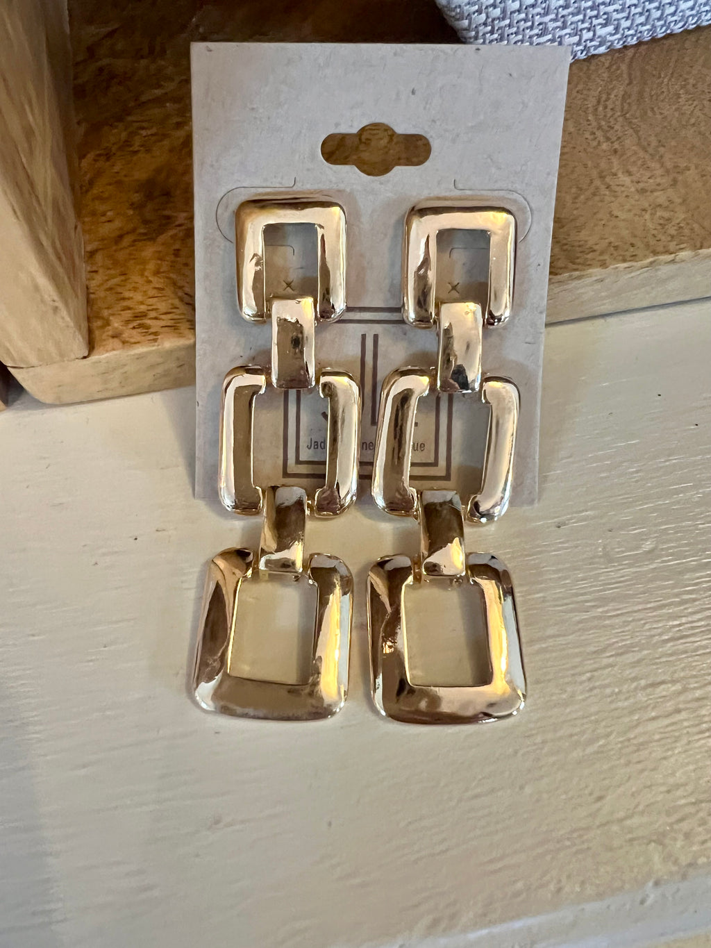 Gold Square Drop Down Earring