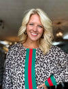 Cheetah Top with Color Rib Band Detail