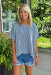 Navy & White Oversized Stripe Top