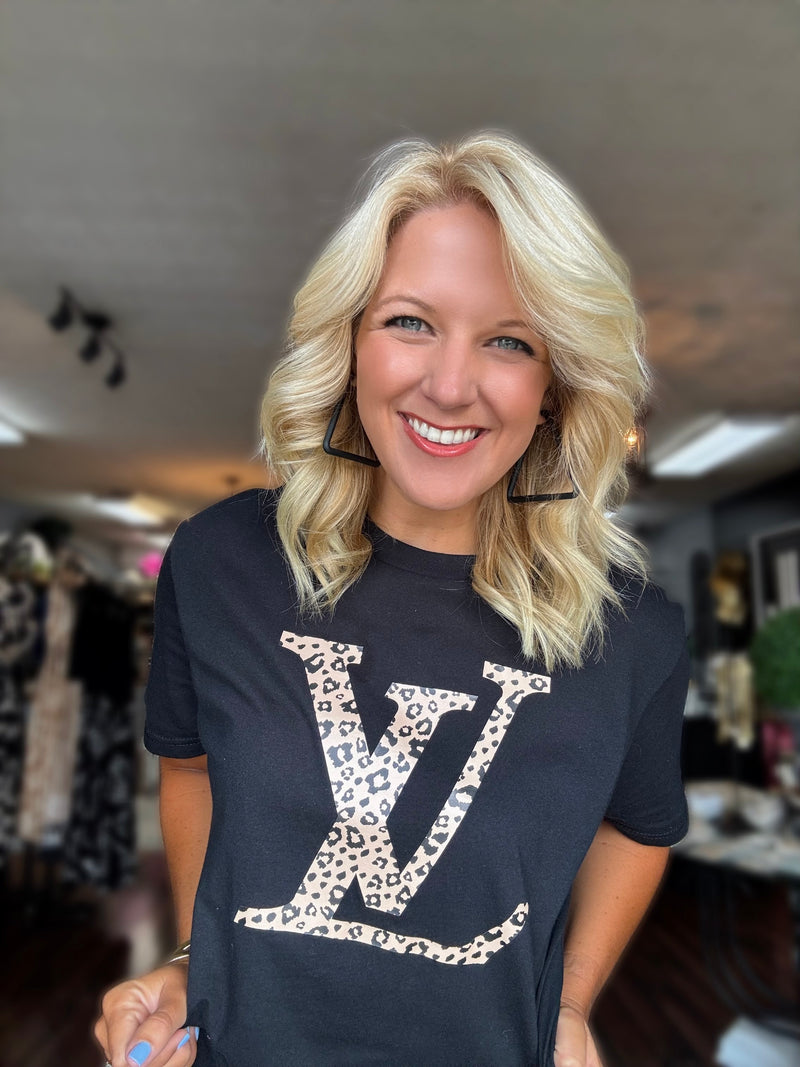 Custom LV Cheetah Black Tee *Pre-Order*