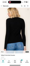 Black Ribbed Turtleneck Top
