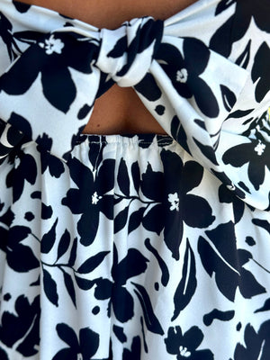 Floral Midi Dress with Tie Back Detail (2 colors)