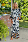Printed Maxi Dress with Side Slit & Neckline Detail
