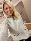 Grey Sweater with Pocket & Stitch Detail