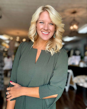Olive Midi Dress with Ruffle Bottom