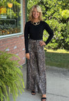 Wide Leg Blushed Fabric Cheetah Pant