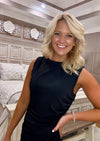 Black Ruched Sleeveless Mini Dress