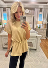 Drop Shoulder Top with Cinched Waist Detail