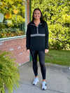 Black Quilted Hoodie Pullover with Contrast Detail