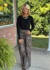 Wide Leg Blushed Fabric Cheetah Pant