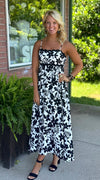 Floral Midi Dress with Tie Back Detail (2 colors)