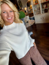 Cream Mock Neck Sweater with Pocket Detail